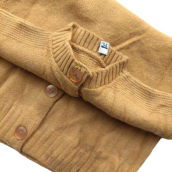 Pure Vintage 1940s-1950s Camel Tan Long Sleeve Cardigan Sweater - Picture 7 of 9